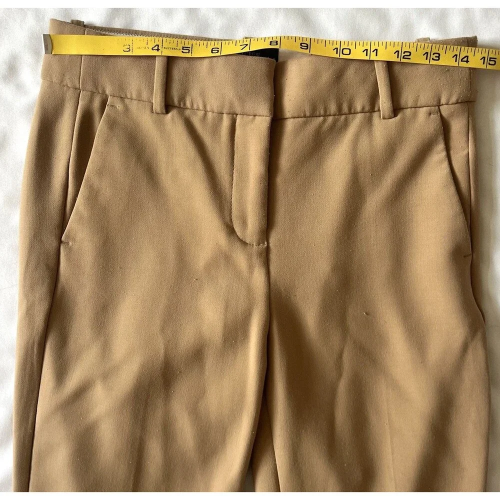 J. Crew Cameron Ankle Pants Tan Camel SZ 4 Slim Crop Career Four-Season Stretch